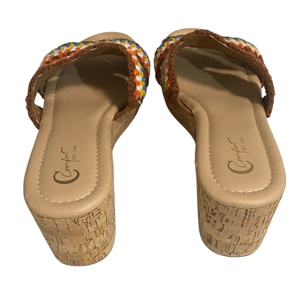 COMFORT EST. 1946 - SIZE 7.5 - CROCHET SANDAL‎ WITH CORK HEEL PLATFORM
